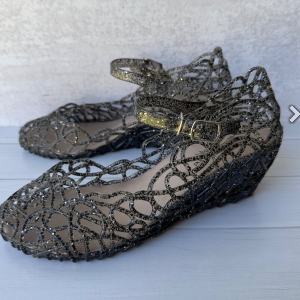 Vivienne Westwood Anglomania Melissa Silver Glitter Jelly Wedges - Picture 2 of 16